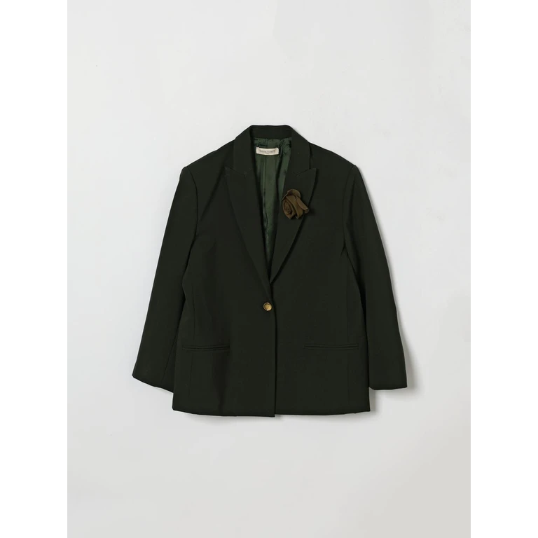 Girl's Single-Breasted Blazer with Peak Lapels and Flower (R1H10083660023)