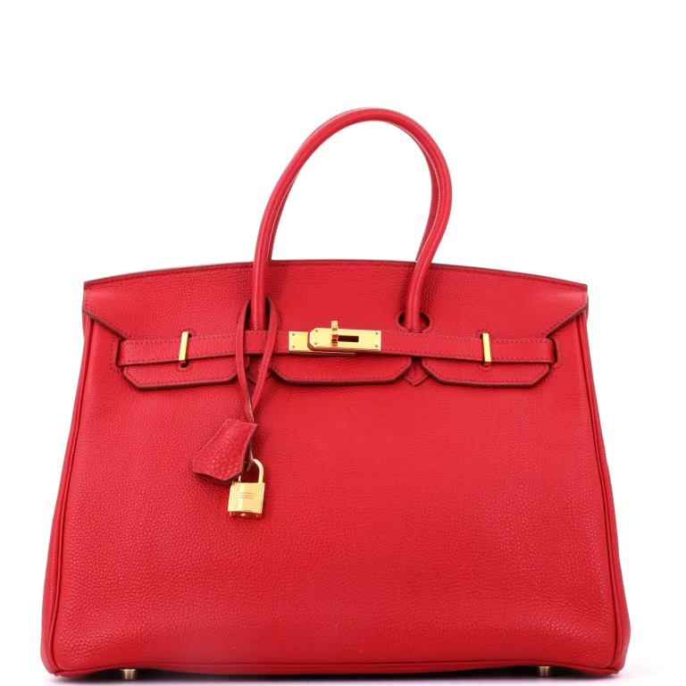 Birkin Handbag Rouge Garance Togo with Gold Hardware 35