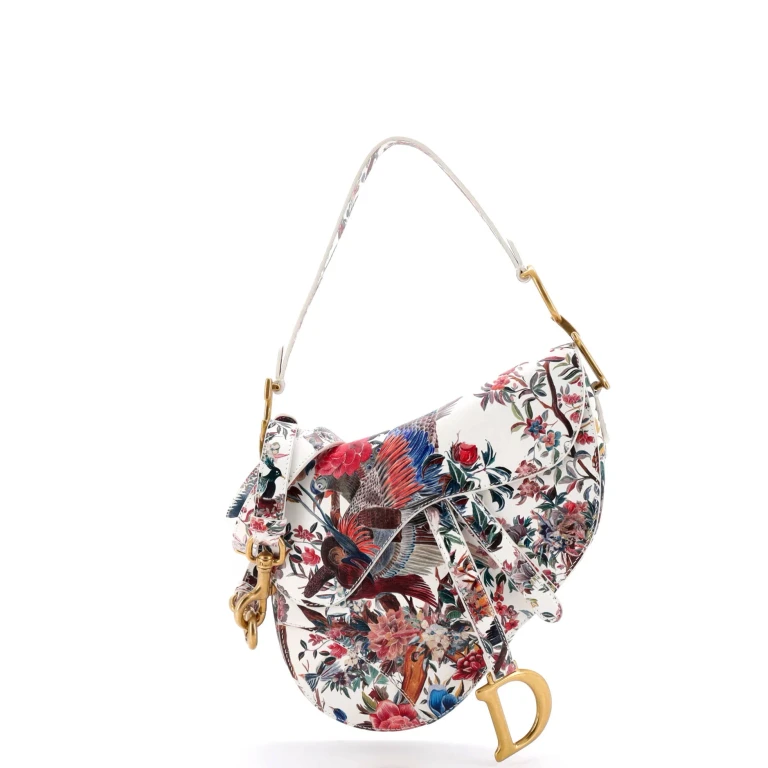 Saddle Handbag with Strap Printed Leather Medium