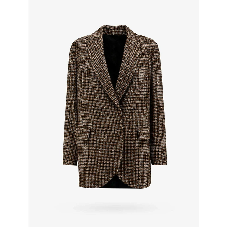 Women's Panama Tobacco Wool Blend Checked Jacket