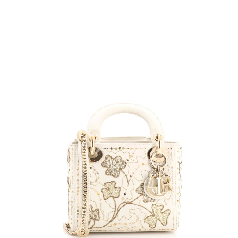 Lady Dior Chain Bag Embroidered Calfskin Mini