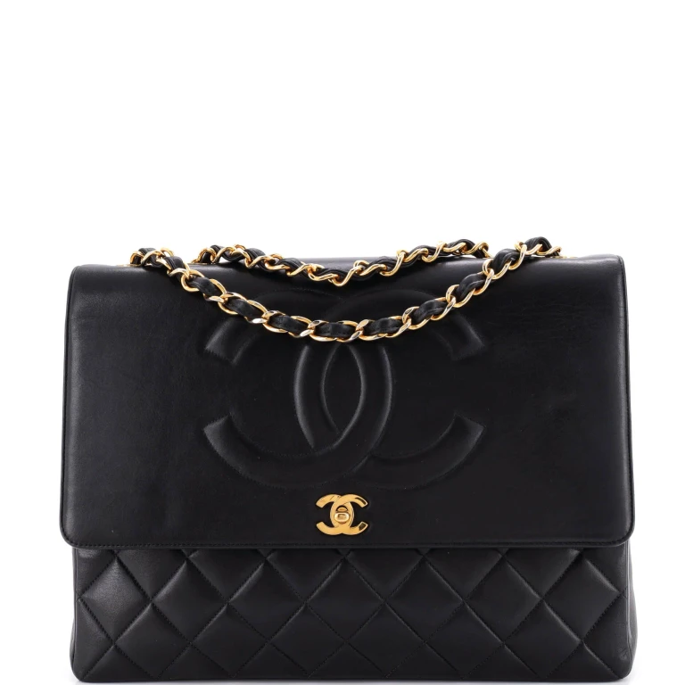 Vintage Timeless CC Flap Bag Quilted Lambskin Large