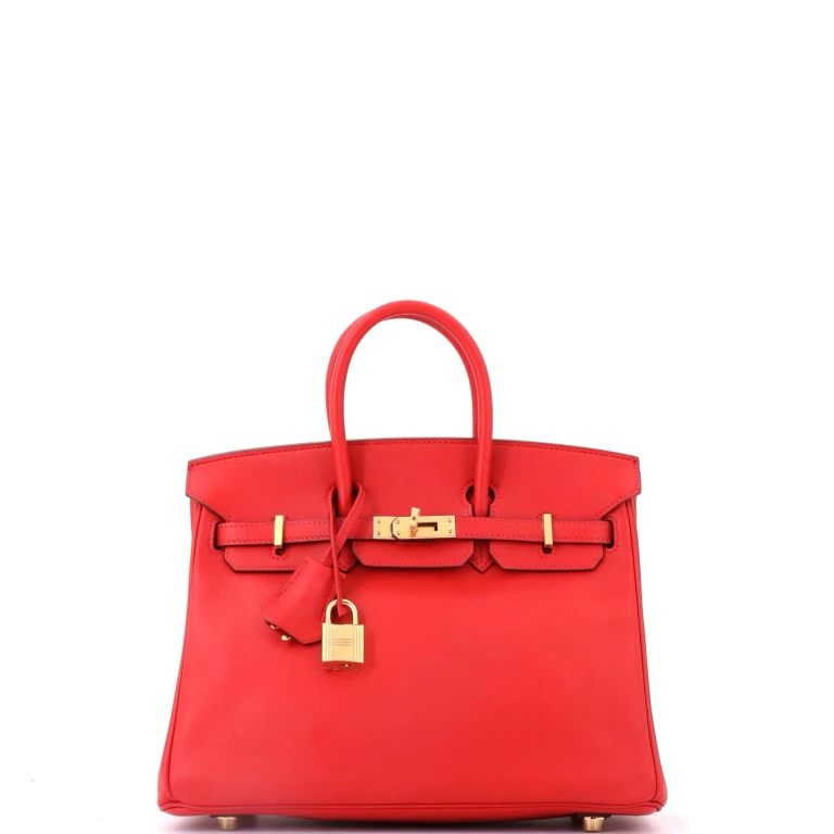 Birkin Handbag Rouge Tomate Swift with Gold Hardware 25
