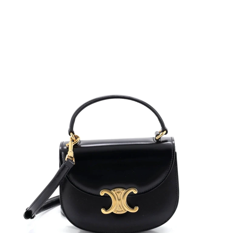 Triomphe Besace Clea Top Handle Flap Bag Leather Mini