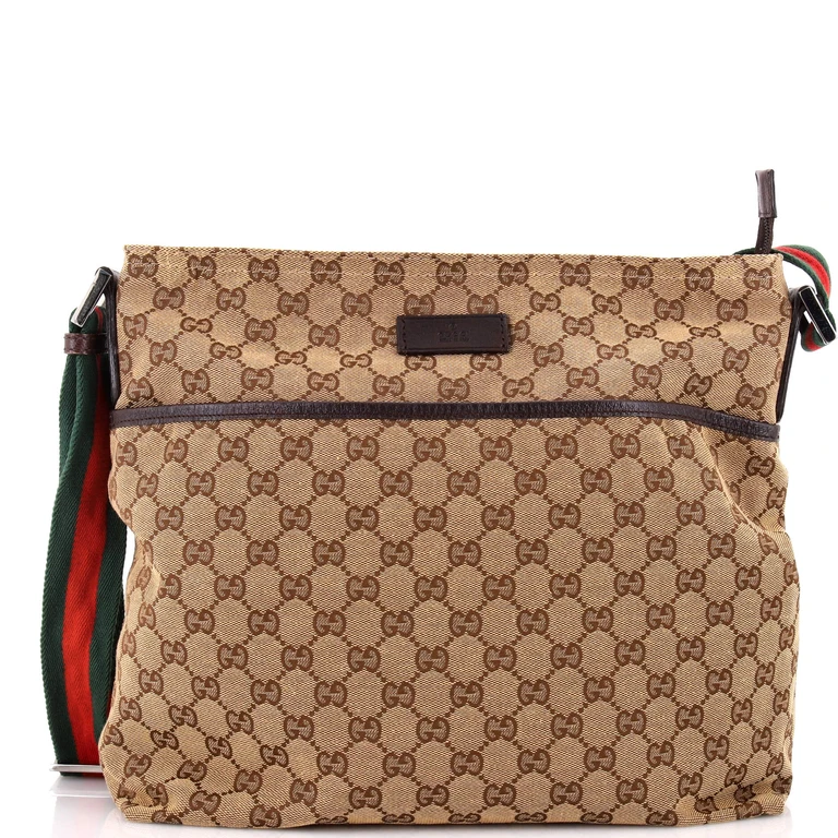 Front Pocket Web Messenger GG Canvas Medium