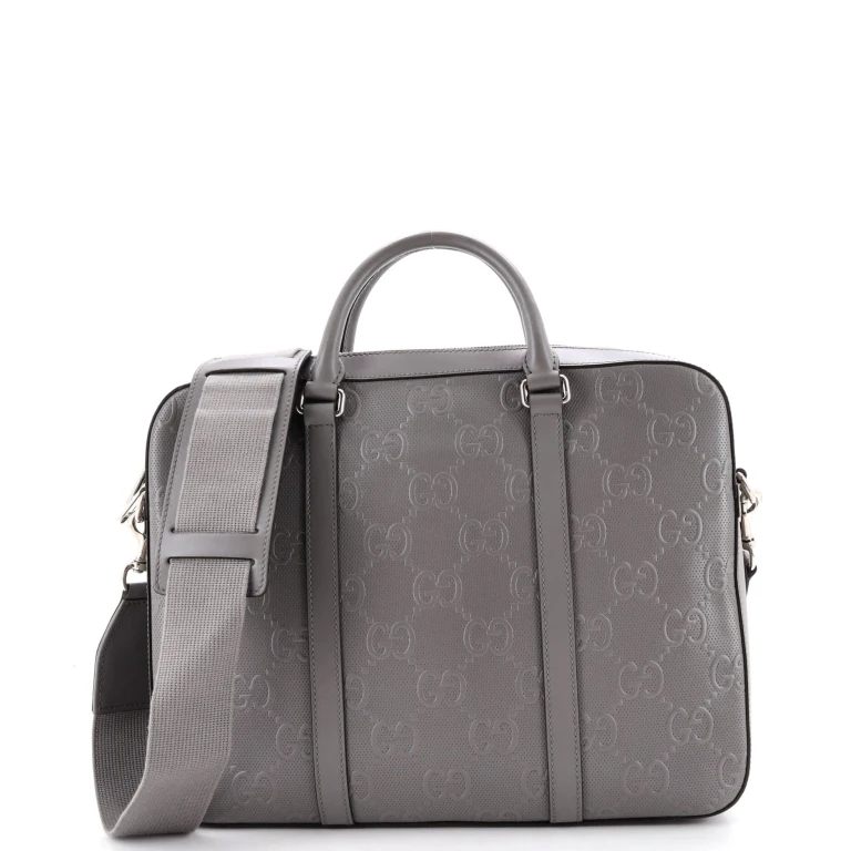 Briefcase GG Embossed Perforated Leather Medium