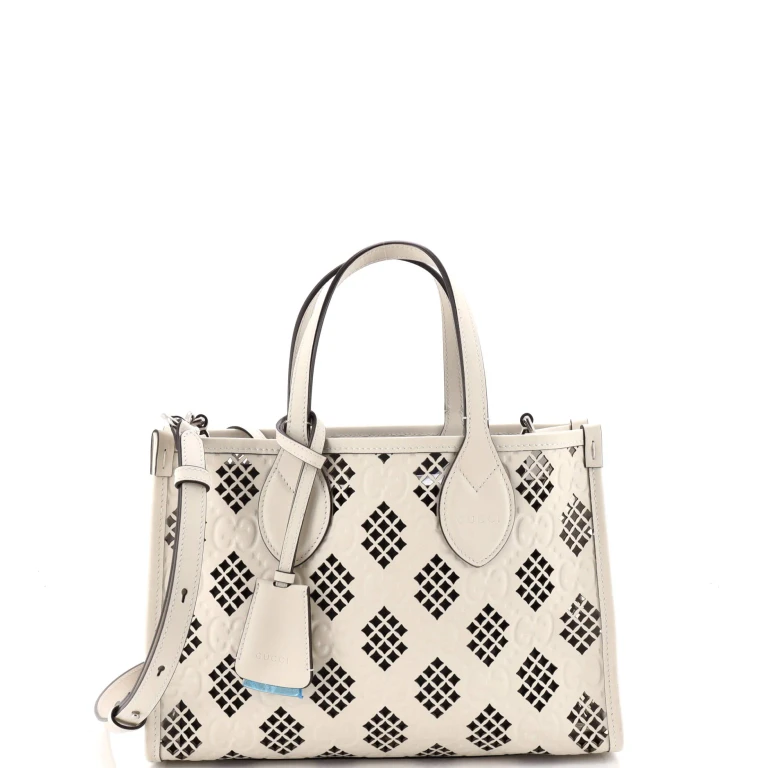 Convertible Tote GG Debossed Laser Cut Leather Small