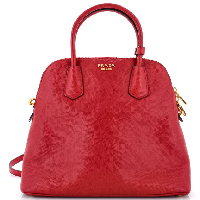 Convertible Dome Satchel Saffiano Leather Large