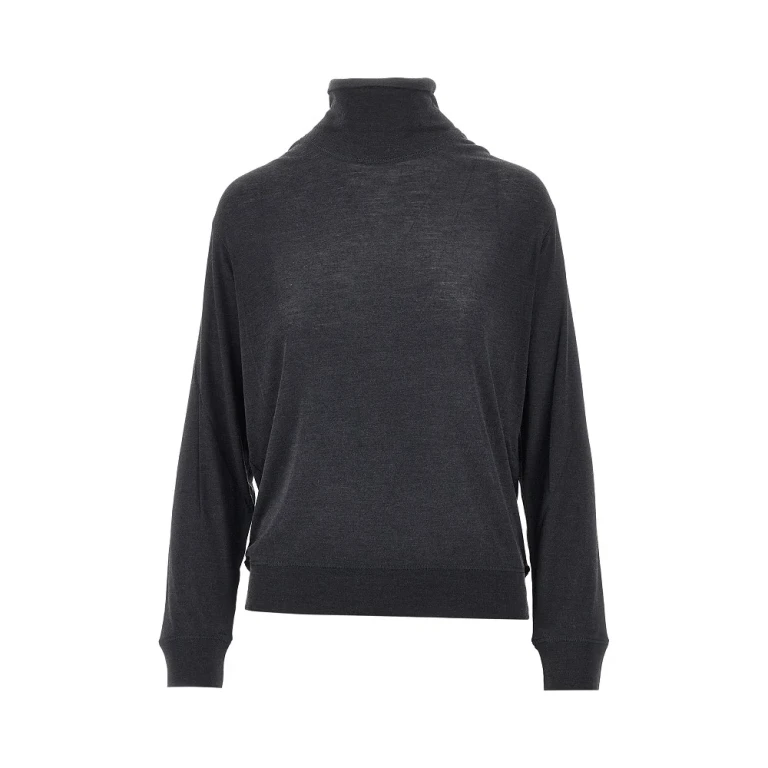 Wool and silk jersey mock-neck top Woman S