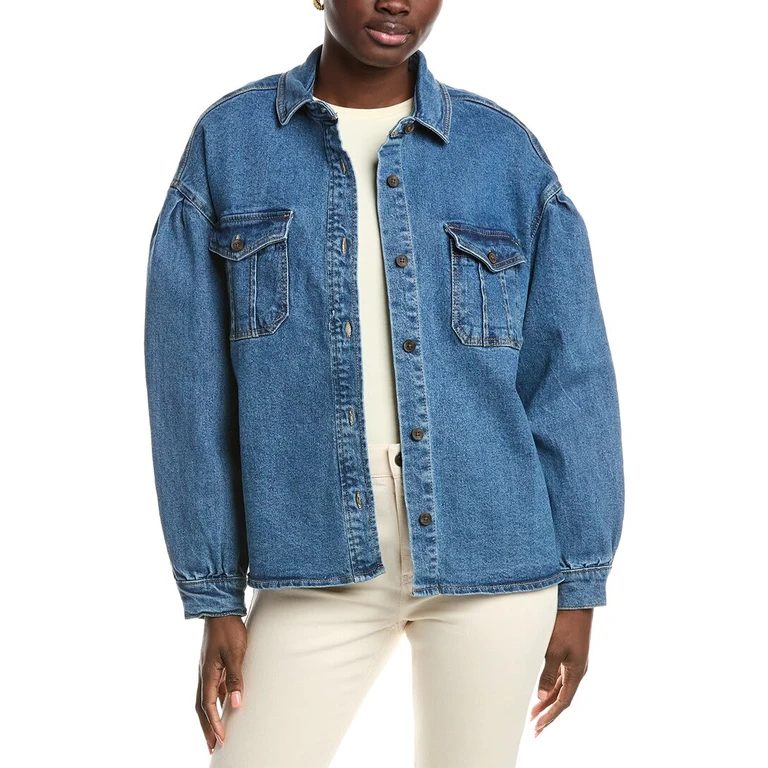 Penelope Denim Puff Sleeve Shirt Jacket