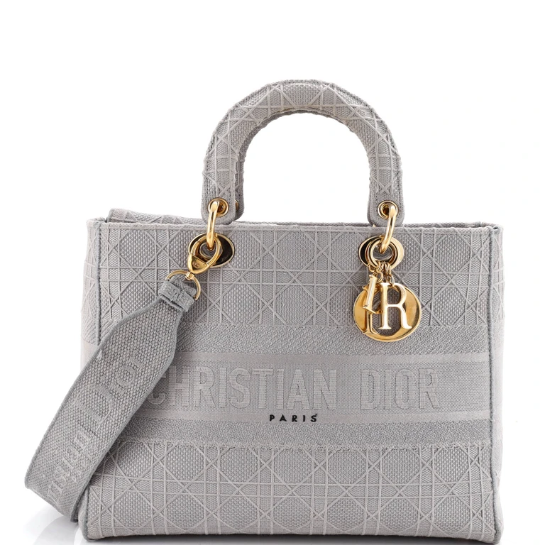 Lady D-Lite Bag Cannage Embroidered Canvas Large