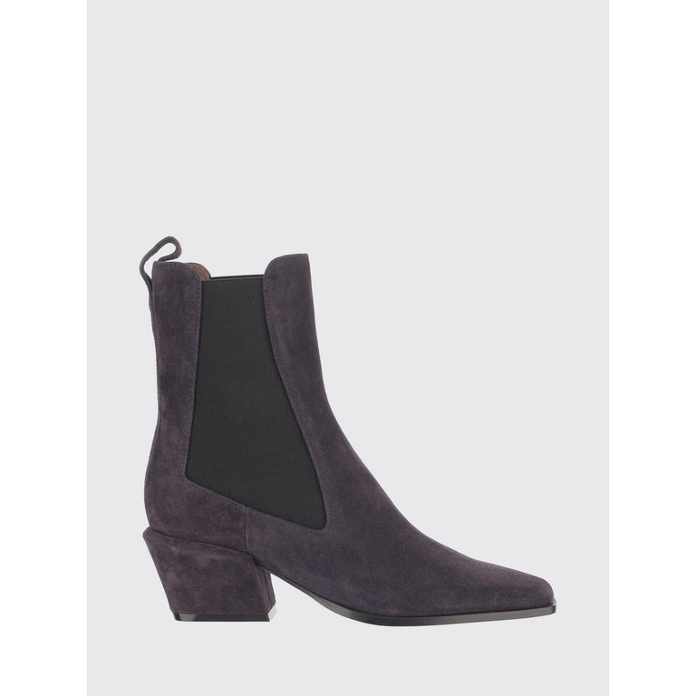 Bettina Suede Western Chelsea Boots with Mid Flared Heel (PX1706XV003VIOLETBLACK)