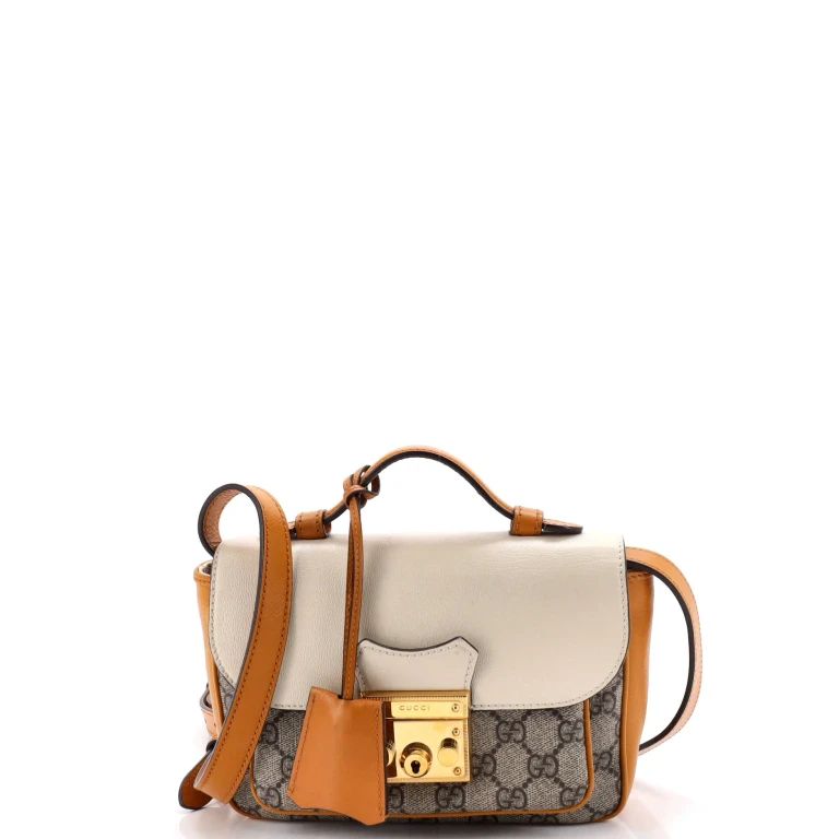 Padlock Front Pocket Flap Shoulder Bag GG Coated Canvas and Leather Mini