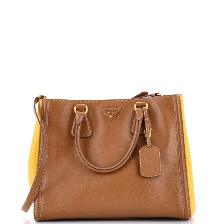 Bicolor Lux Convertible Open Tote Saffiano Leather Medium