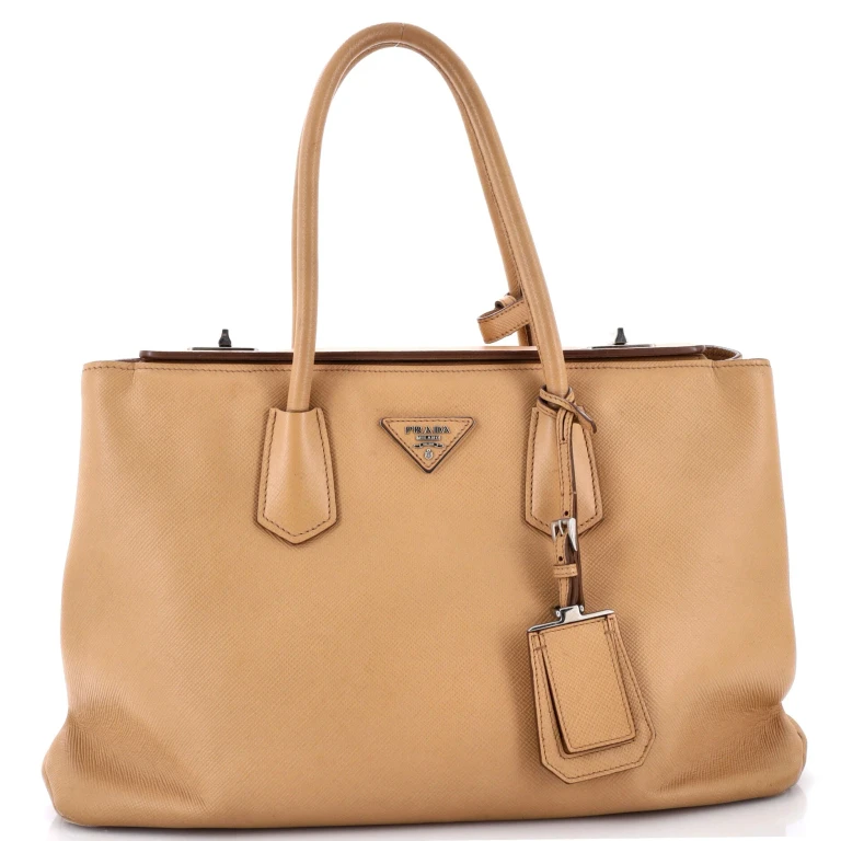 Turnlock Cuir Twin Tote Saffiano Leather Medium