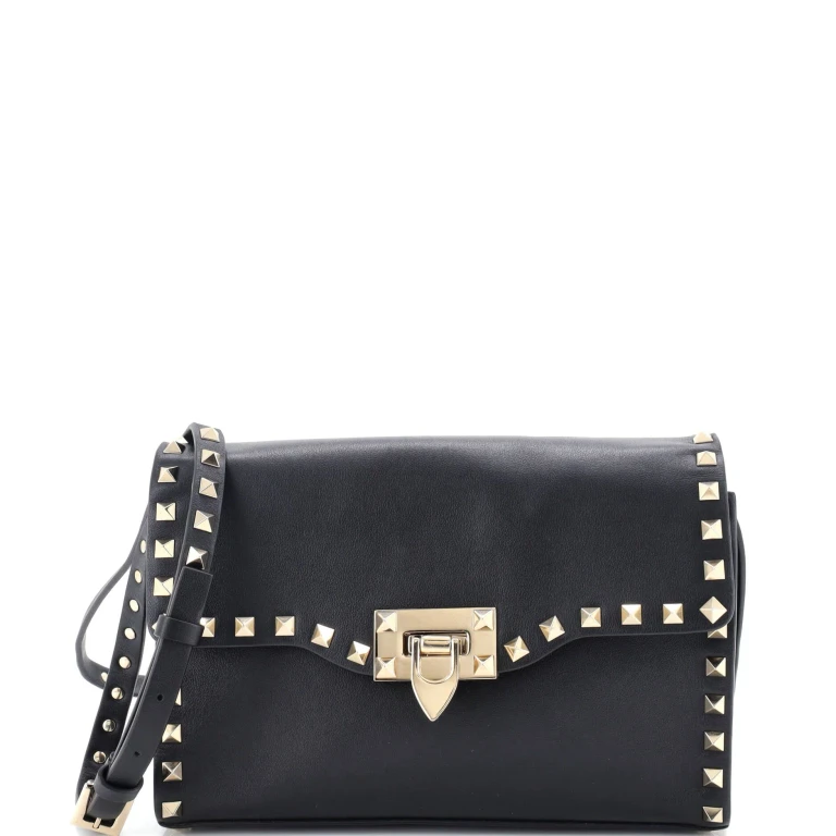 Rockstud Flip Lock Flap Bag Leather Medium