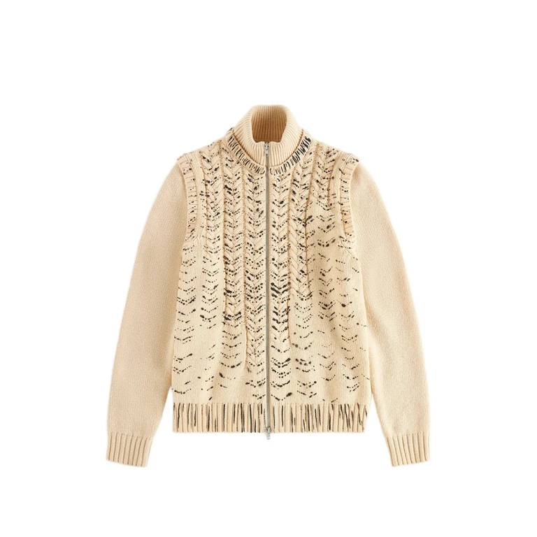Ink-print Zipped Cardigan