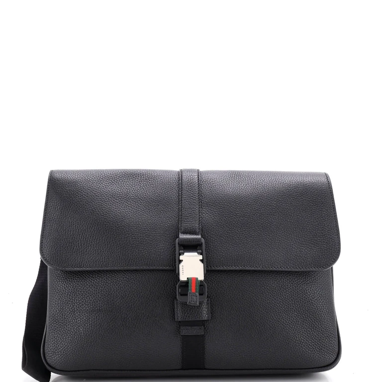 Web Buckle Wristlet Briefcase Leather