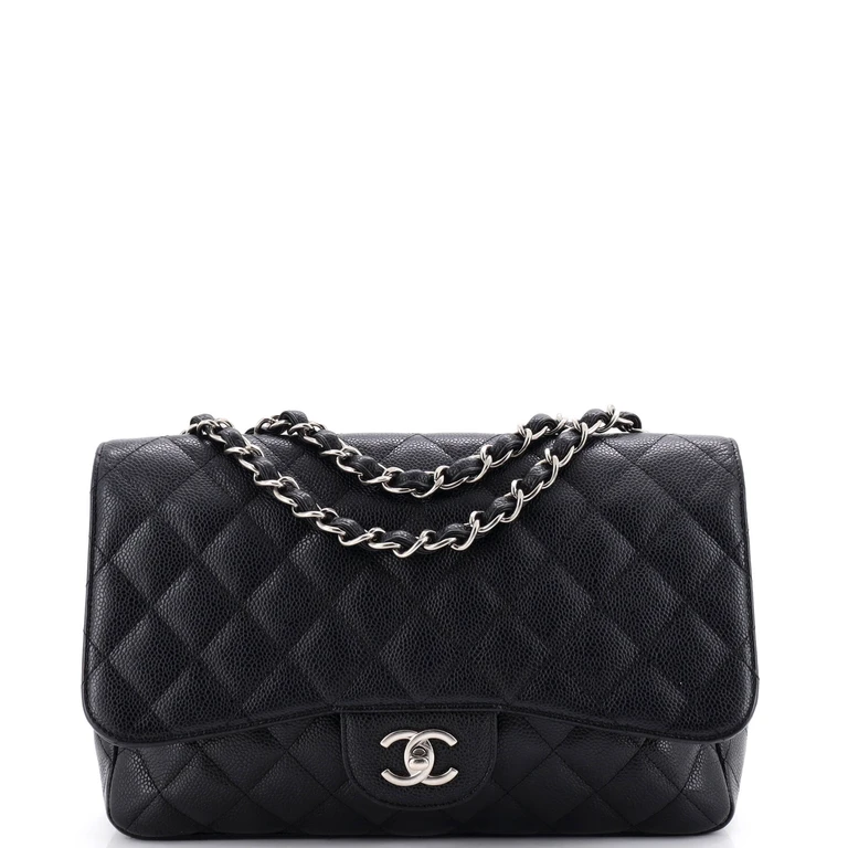Classic Single Flap Bag Quilted Caviar Jumbo
