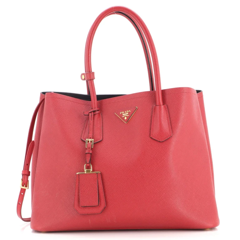 Cuir Double Tote Saffiano Leather Large