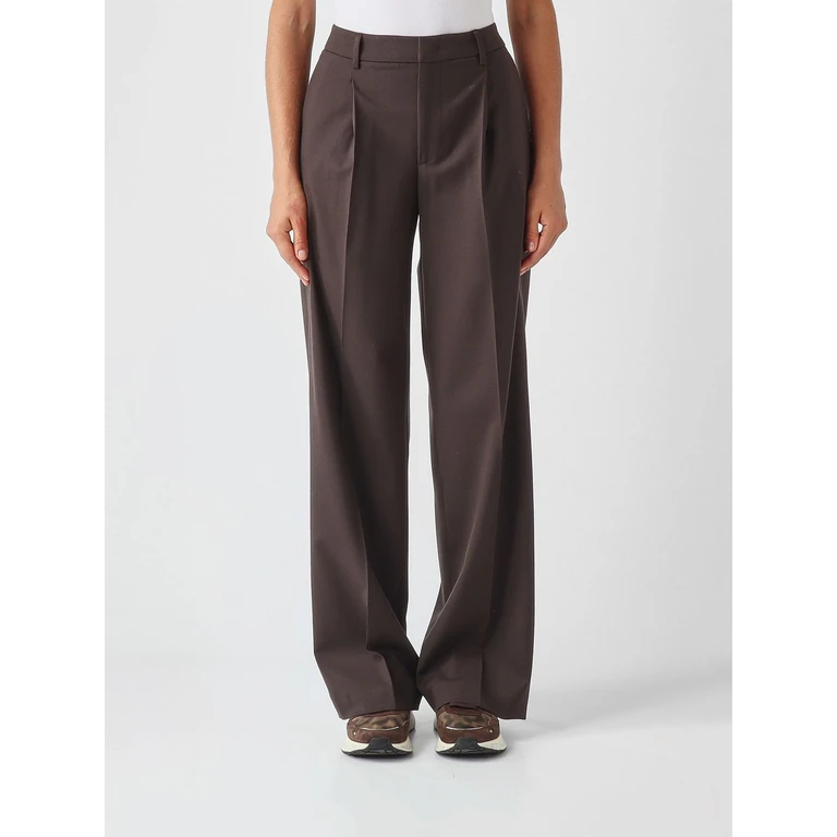 Lola Straight Trousers in Wool Blend with Pleats and Mid-Rise (CDVSLLZ00STDMA370190)