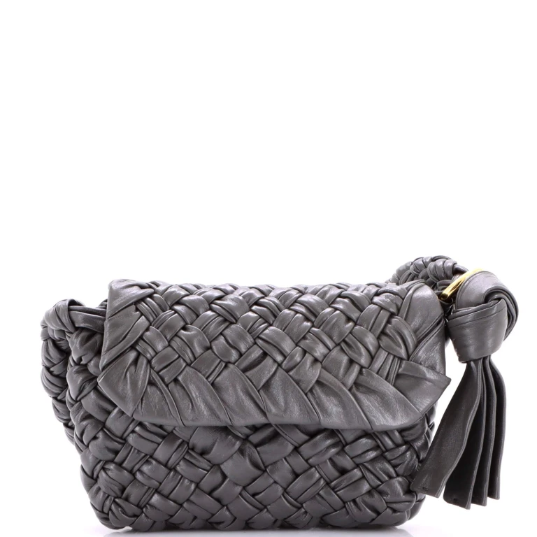 Kalimero Citta Shoulder Bag Intrecciato Plisse Leather