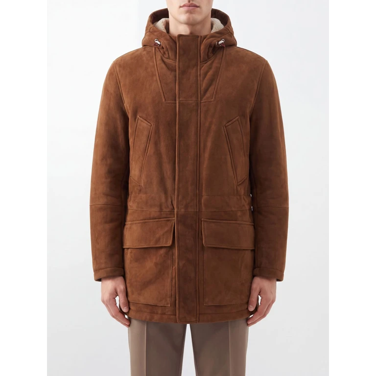 Parka en daim Brunello Cucinelli marron
