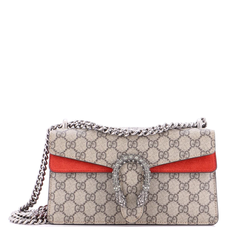 Dionysus Bag GG Coated Canvas with Crystal Embellished Metal Small