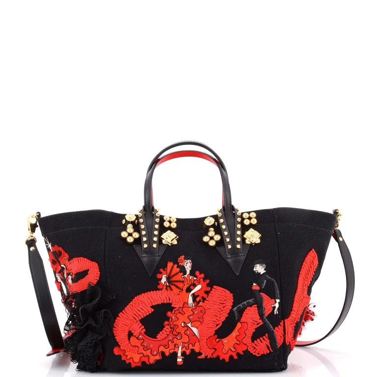 Flamencaba Tote Embellished Canvas with Leather Small