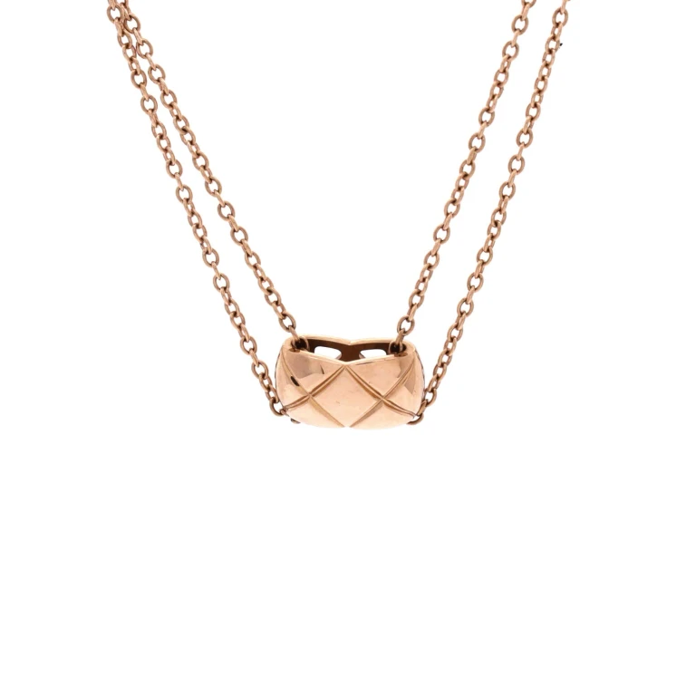 Coco Crush Double Chain Pendant Necklace 18K Rose Gold