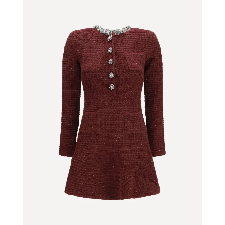 Textured knit mini Dress with statement buttons Female S