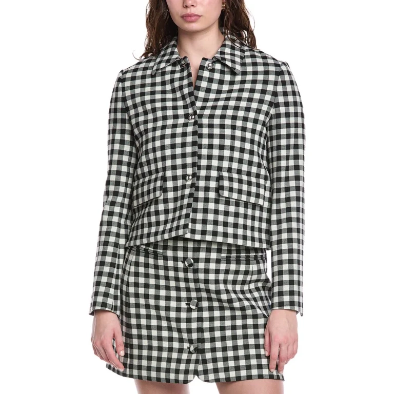 Phillipa Check Cropped Wool-Blend Jacket