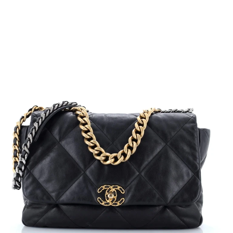 19 Flap Bag Quilted Leather Maxi