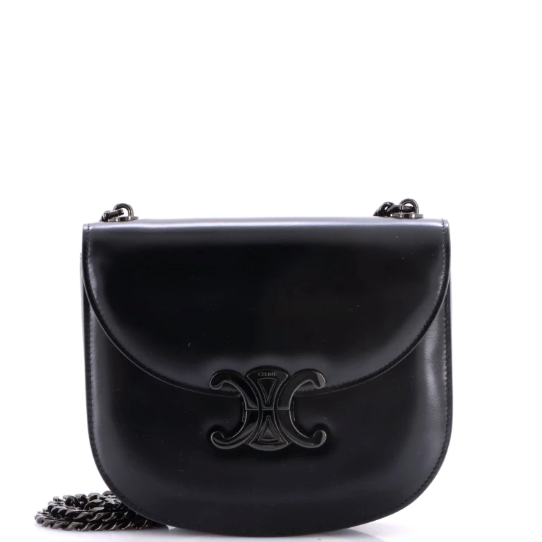 Triomphe Besace Clea Chain Flap Bag Leather