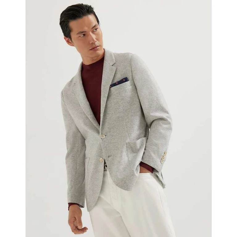 Men's Pearl Grey Wool Knit Jacket