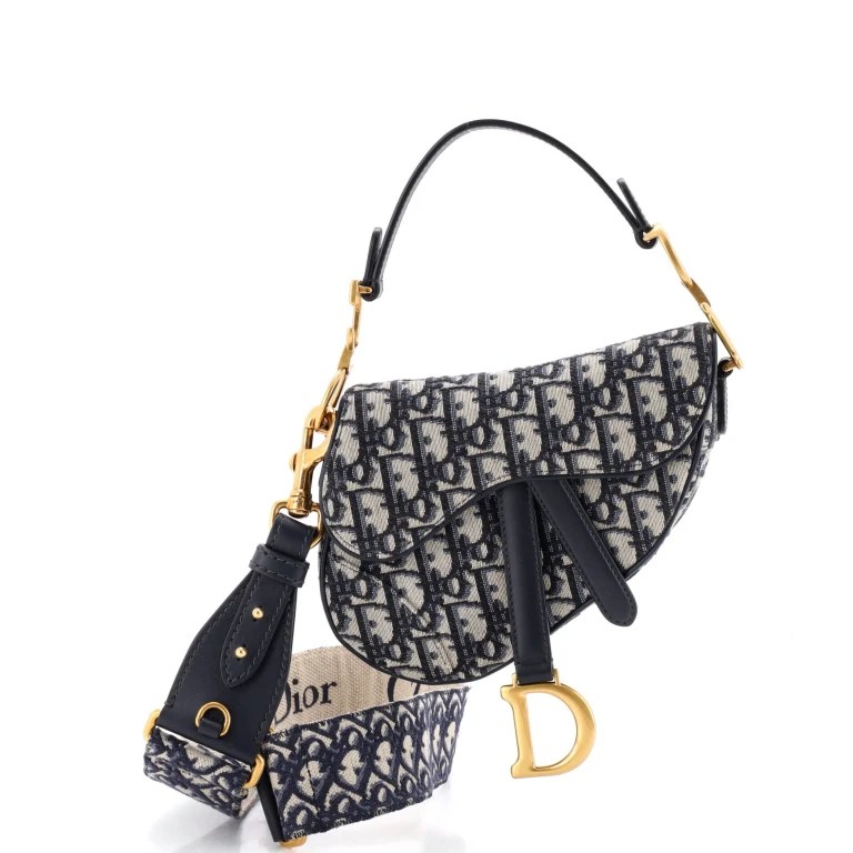 Saddle Handbag with Strap Oblique Canvas Mini