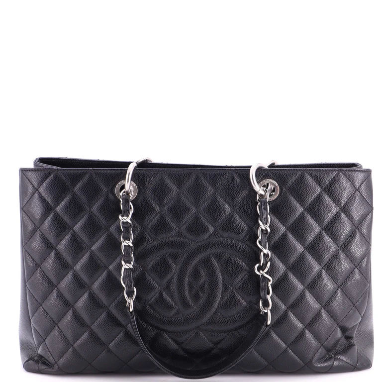 Grand Shopping Tote Quilted Caviar XL
