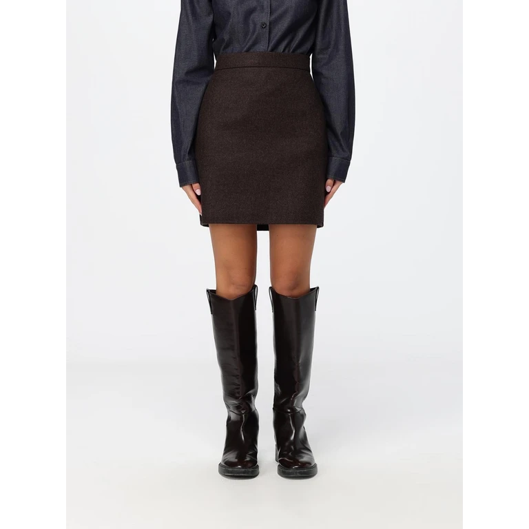 High-Waisted Virgin Wool Pencil Mini Skirt with Slim Fit (2621106413600004)
