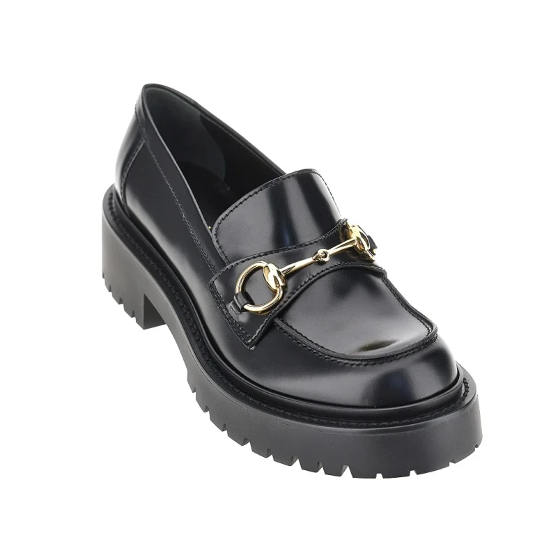 Lug sole leather loafers with Horsebit Woman 36
