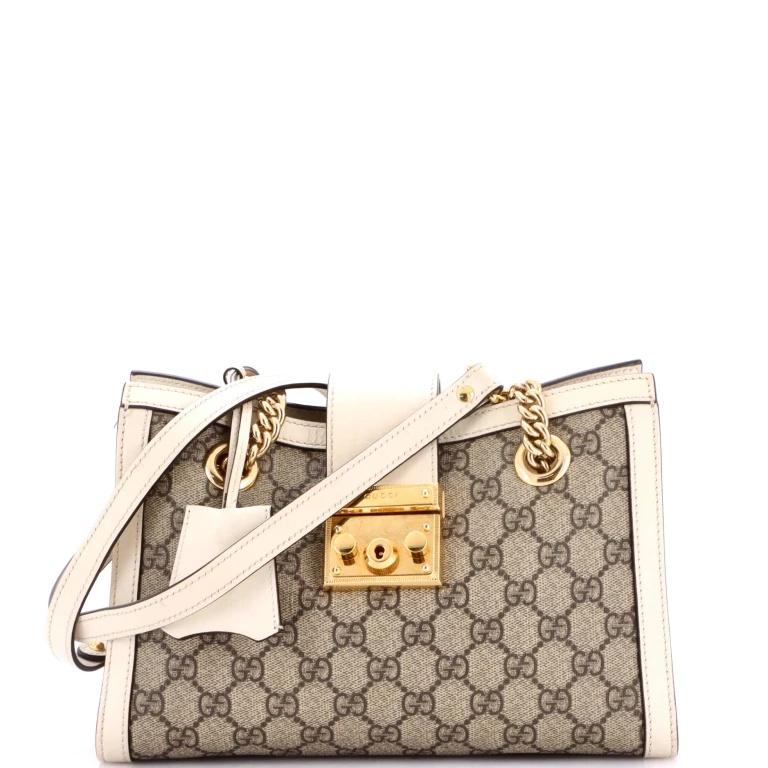 Padlock Chain Tote GG Coated Canvas with Leather Small