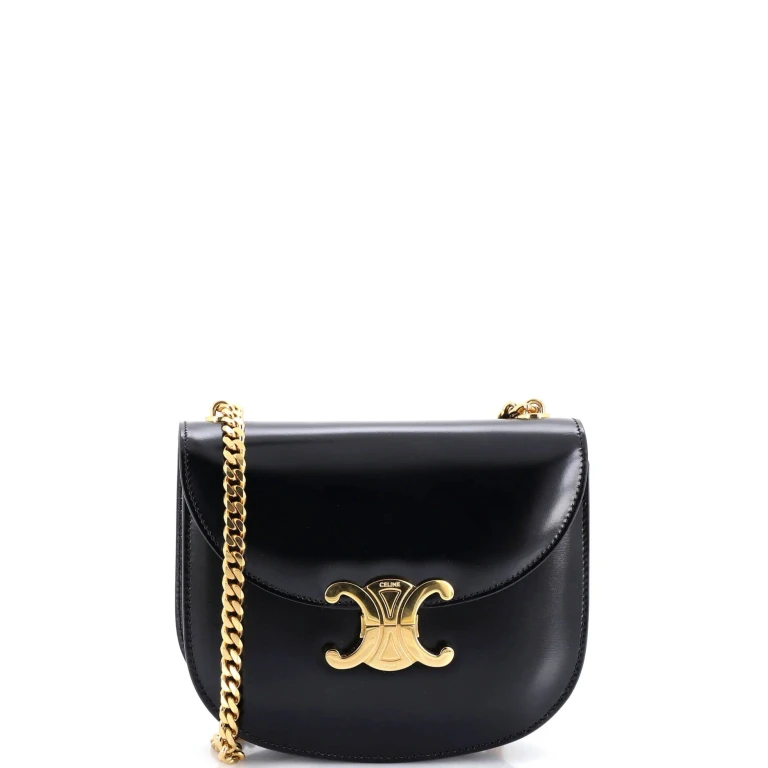 Triomphe Besace Clea Chain Flap Bag Leather