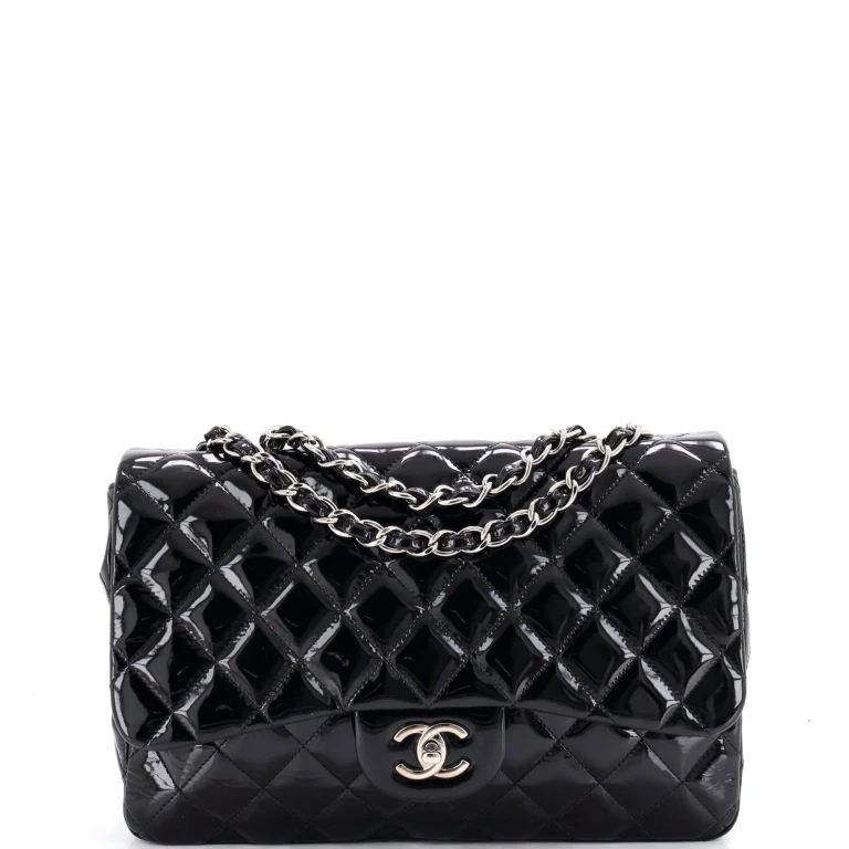 Vintage Classic Single Flap Bag Quilted Patent Jumbo