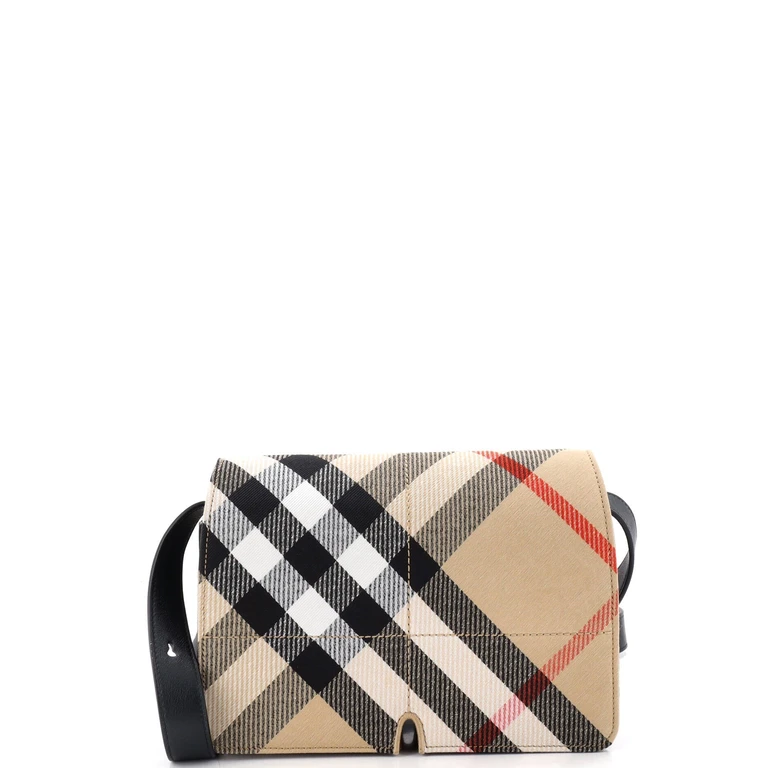 Snip Shoulder Bag Check Jacquard with Leather