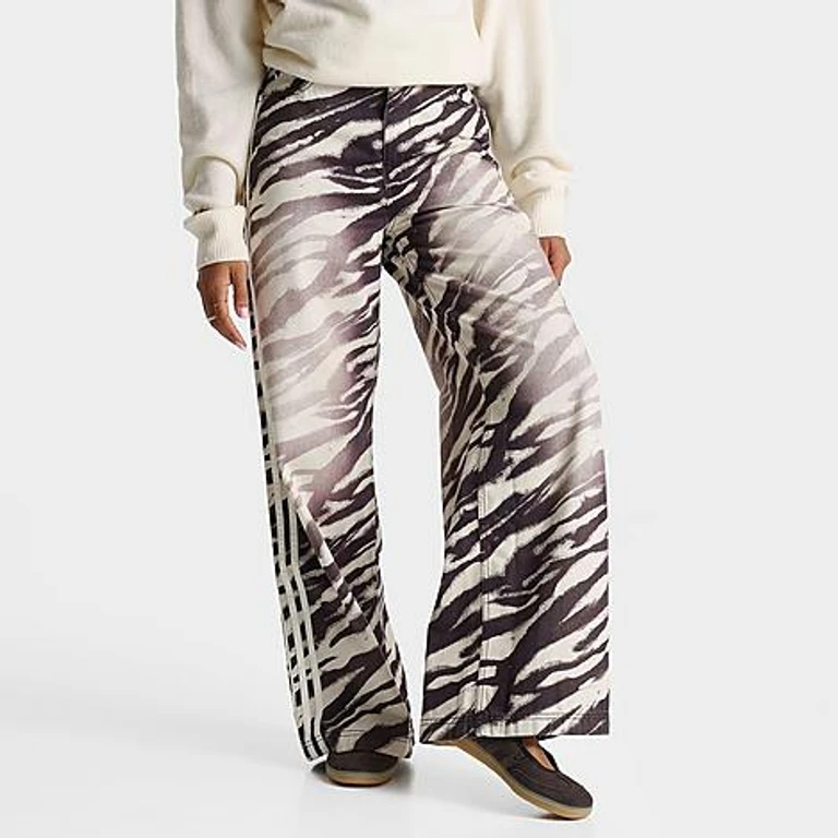 Women's Originals adilenium Season 6 Zebra Print Wide Leg Denim Pants in Aurora Coffee Size: 24