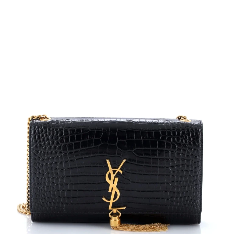 Classic Monogram Tassel Crossbody Bag Crocodile Embossed Leather Medium