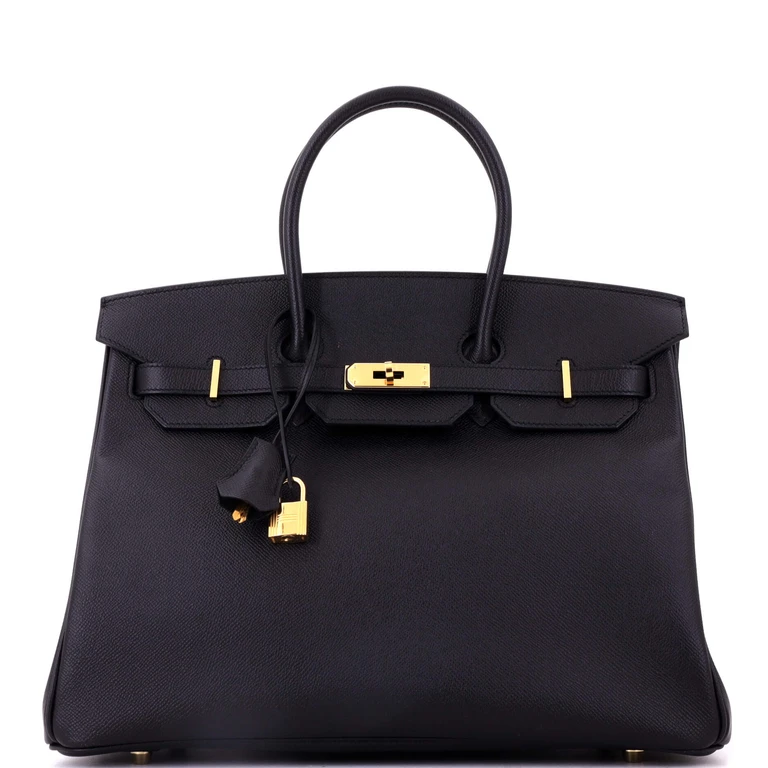 Birkin Handbag Noir Epsom with Gold Hardware 35