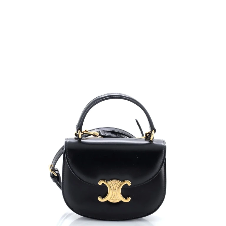 Triomphe Besace Clea Top Handle Flap Bag Leather Mini