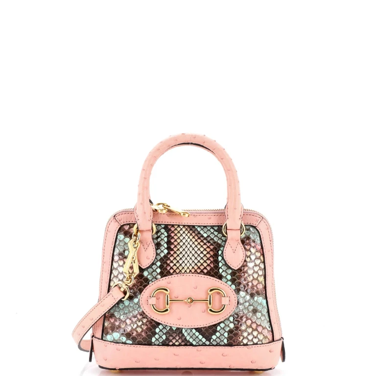 Horsebit 1955 Top Handle Bag Python and Ostrich Mini