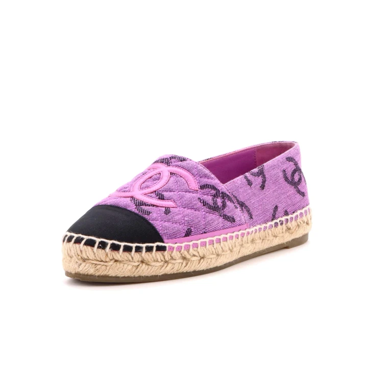 Women's CC Cap Toe Espadrilles Quilted Printed Denim