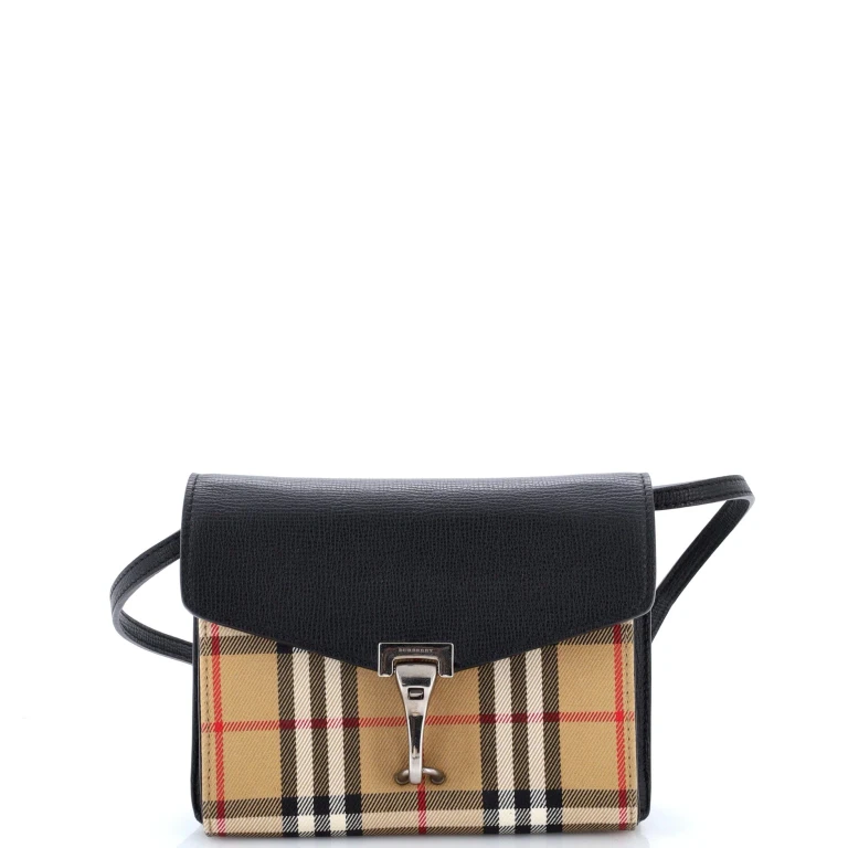 Macken Crossbody Bag Leather and Vintage Check Canvas Baby
